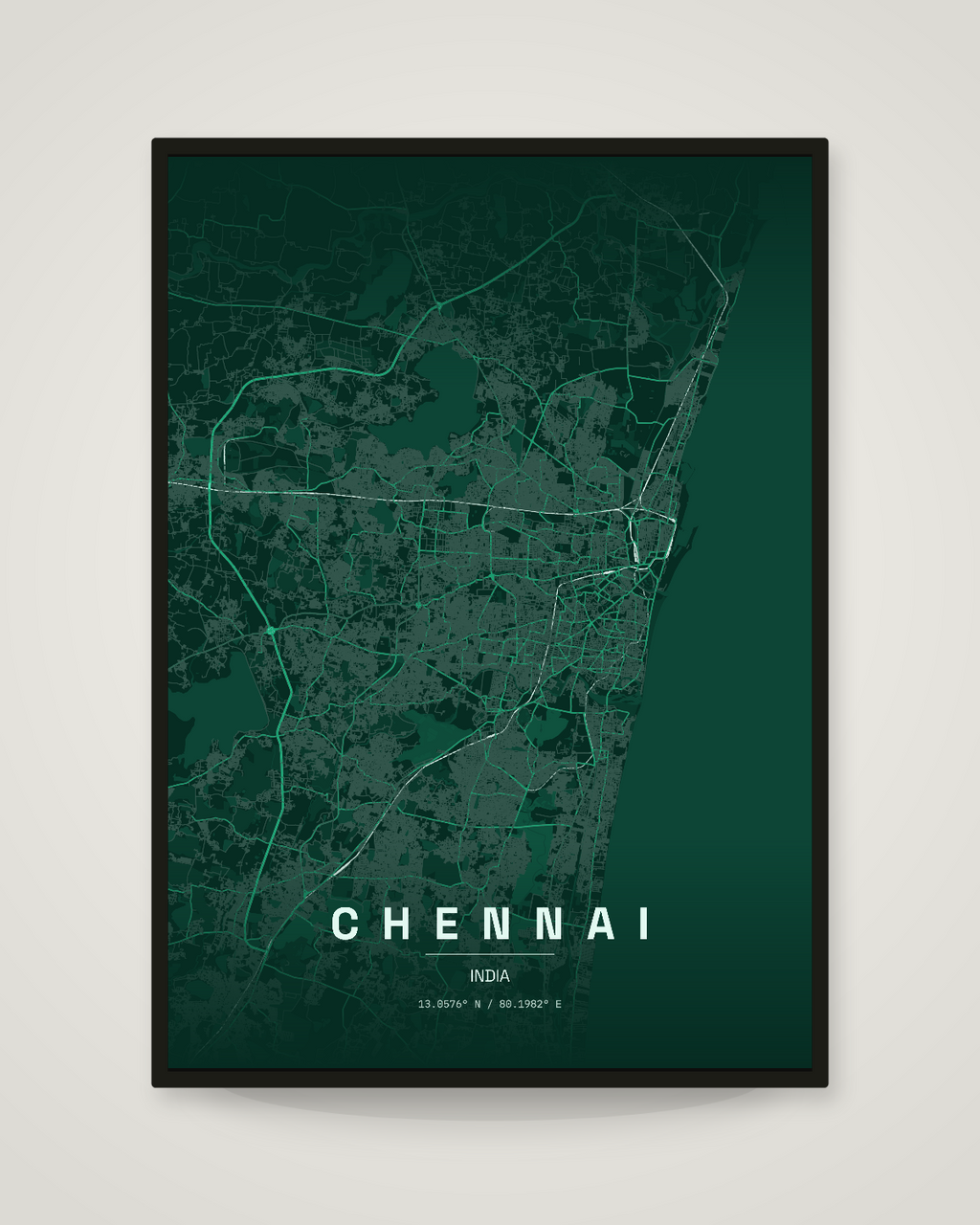 Chennai City Map Poster | 11 Premium Styles