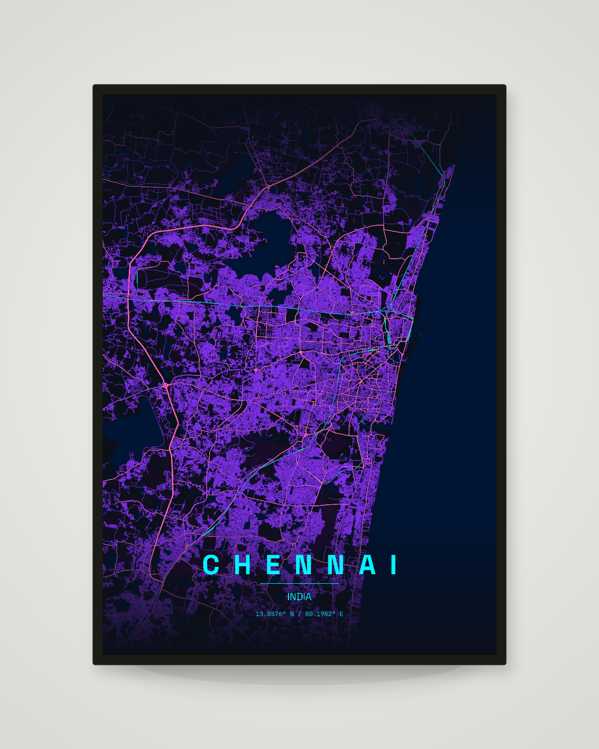Chennai City Map Poster | 11 Premium Styles