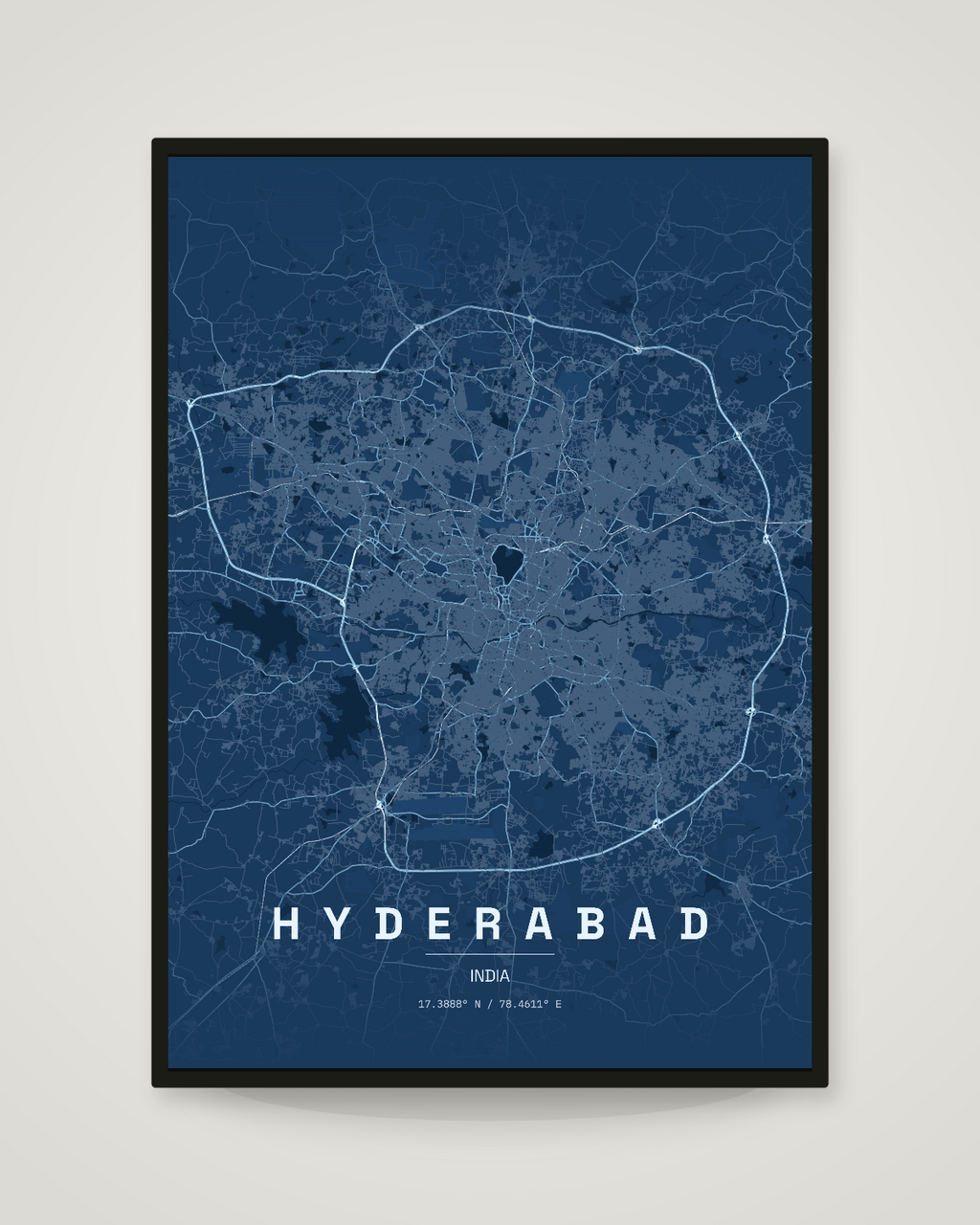 Hyderabad City Map Poster | 11 Premium Styles