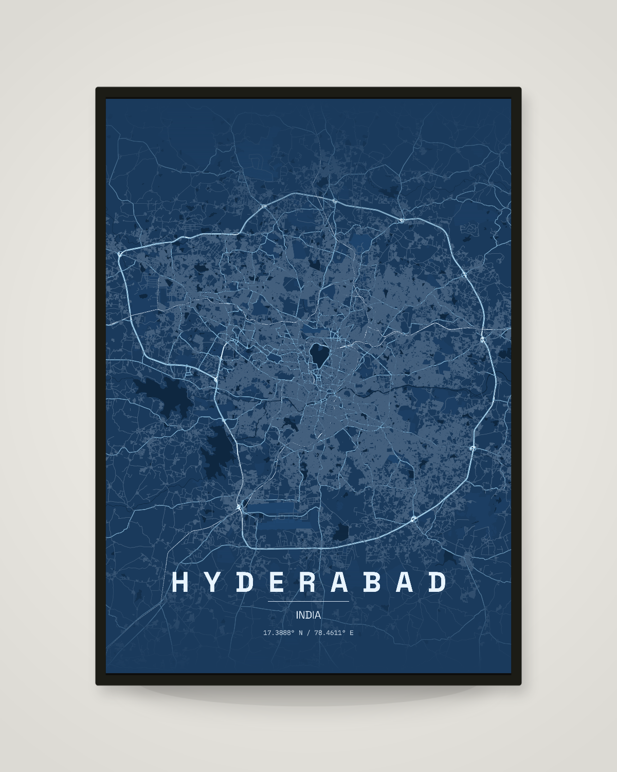 Hyderabad City Map Poster | 11 Premium Styles