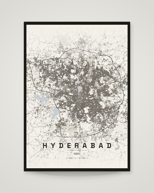 Hyderabad City Map Poster | 11 Premium Styles