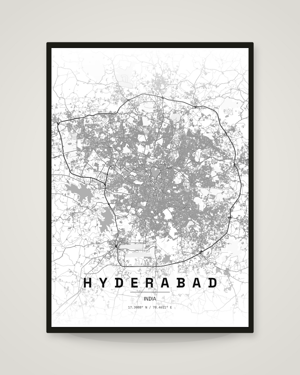 Hyderabad City Map Poster | 11 Premium Styles