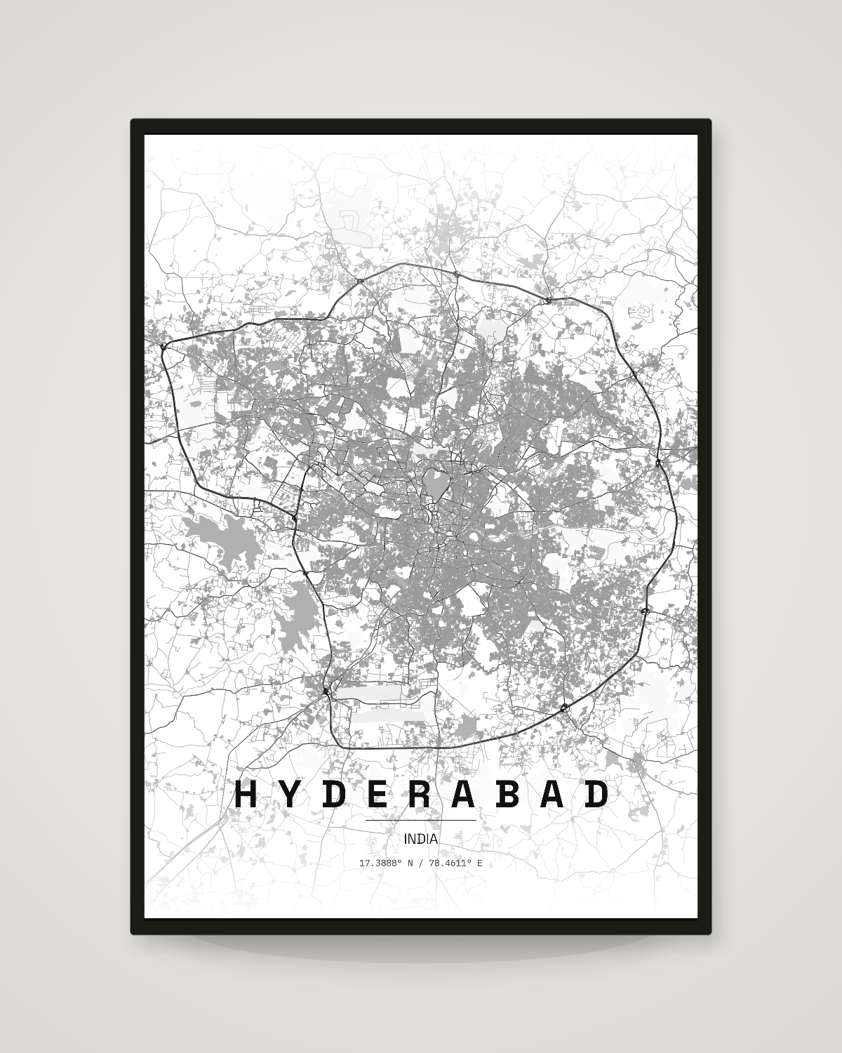 Hyderabad City Map Poster | 11 Premium Styles