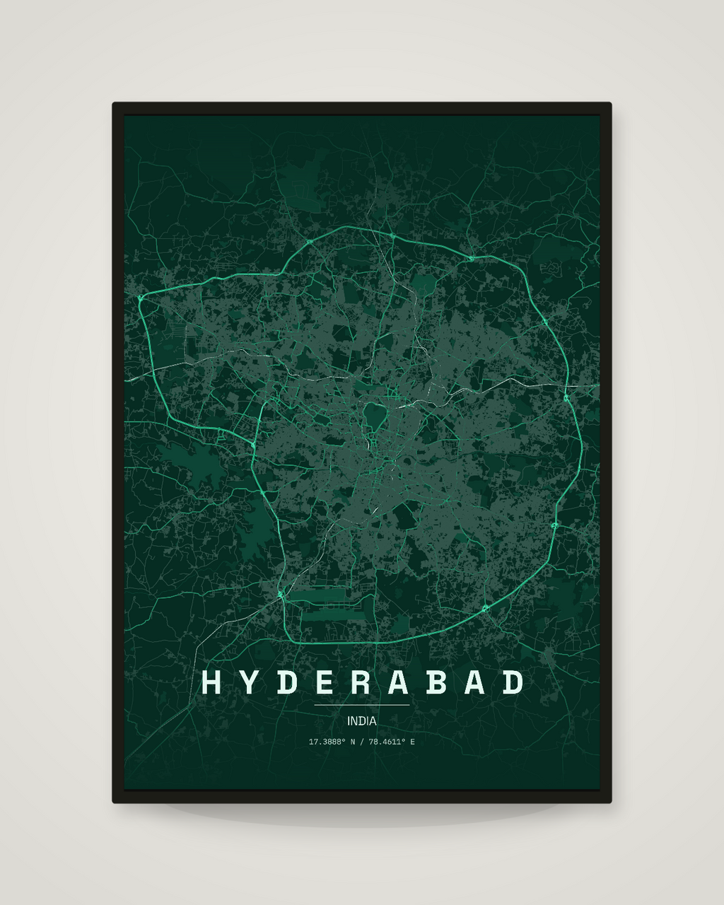 Hyderabad City Map Poster | 11 Premium Styles