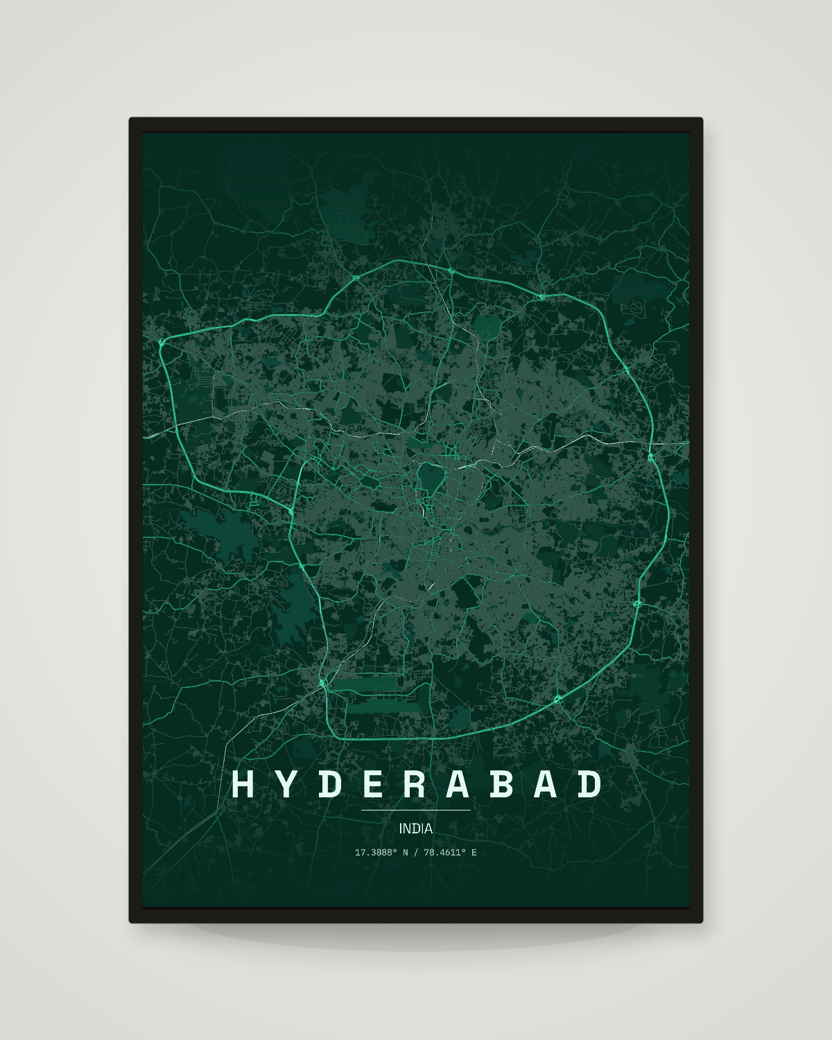 Hyderabad City Map Poster | 11 Premium Styles
