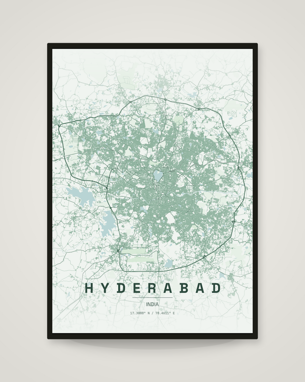 Hyderabad City Map Poster | 11 Premium Styles