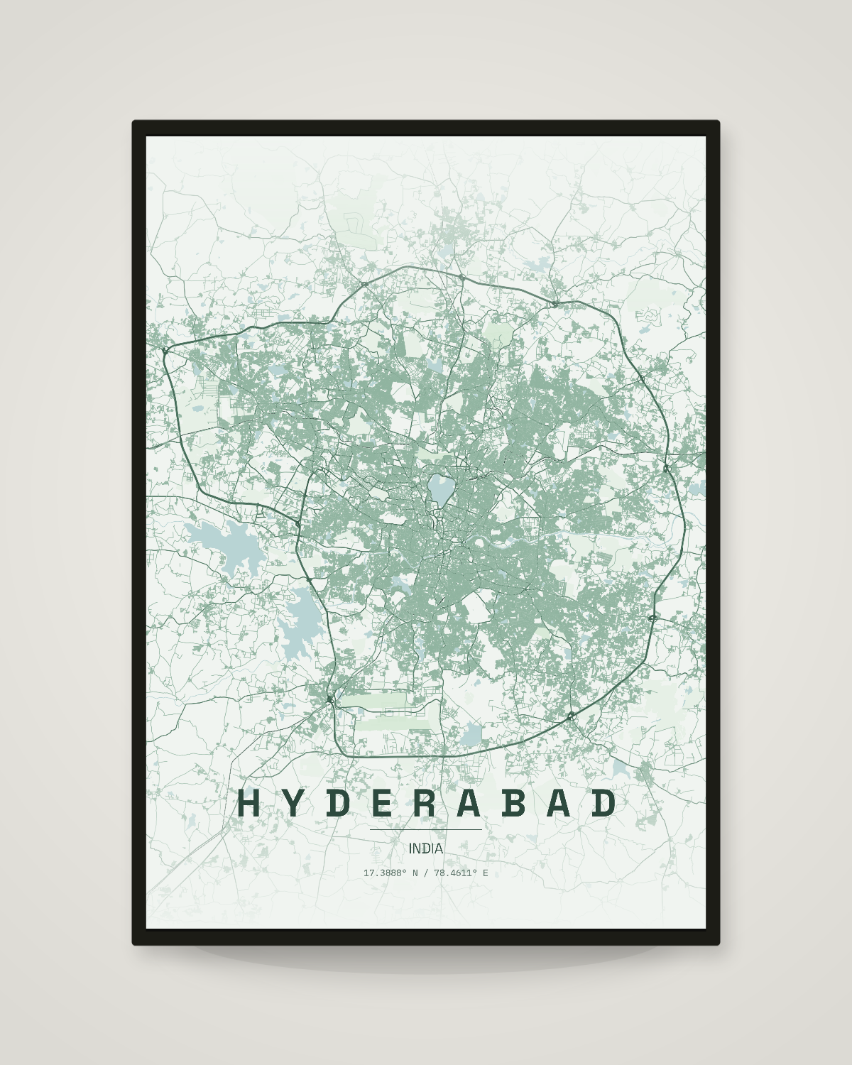 Hyderabad City Map Poster | 11 Premium Styles