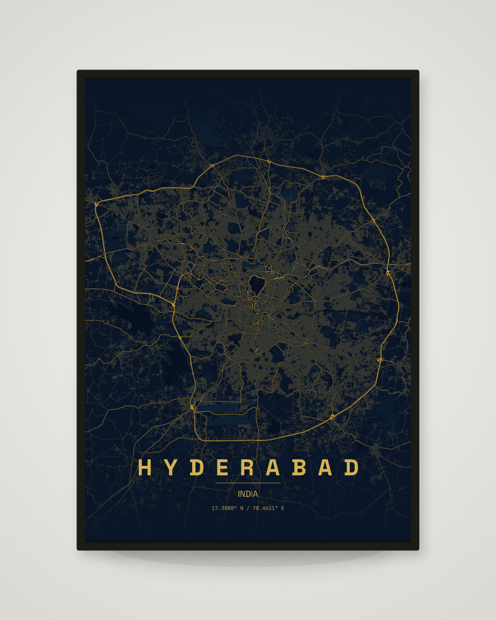 Hyderabad City Map Poster | 11 Premium Styles