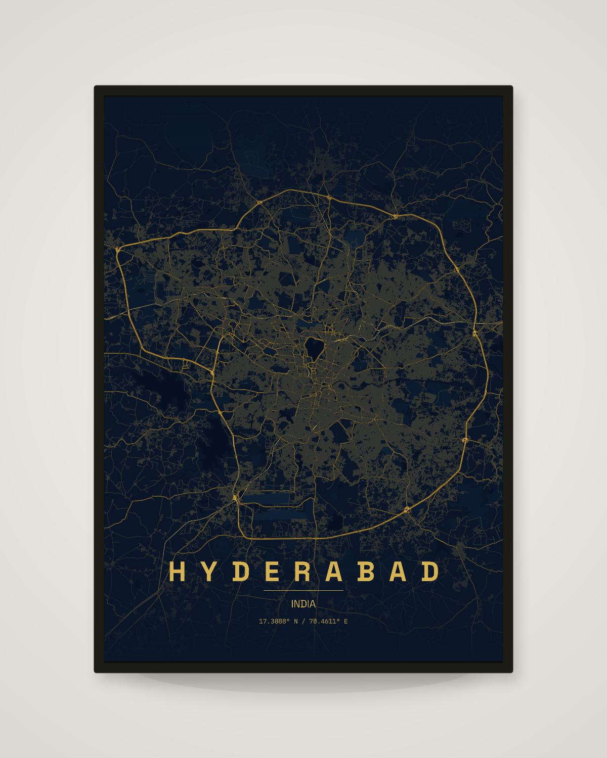 Hyderabad City Map Poster | 11 Premium Styles