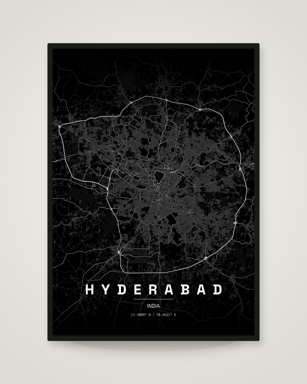 Hyderabad City Map Poster | 11 Premium Styles