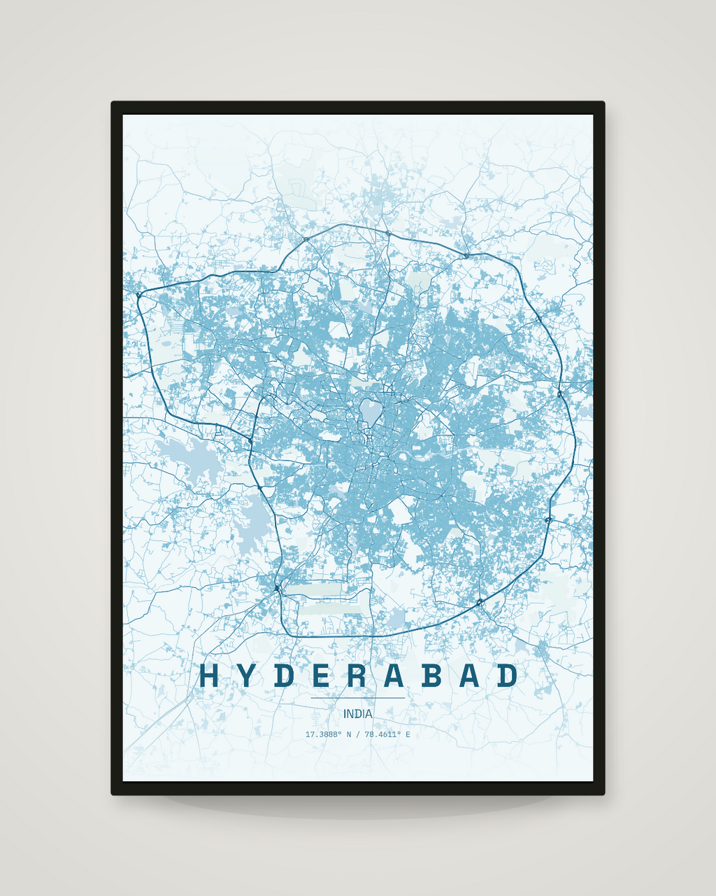Hyderabad City Map Poster | 11 Premium Styles