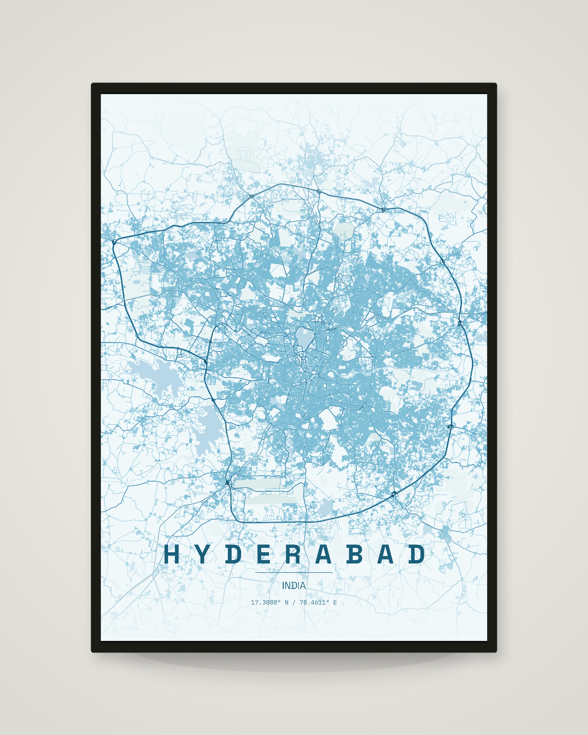 Hyderabad City Map Poster | 11 Premium Styles
