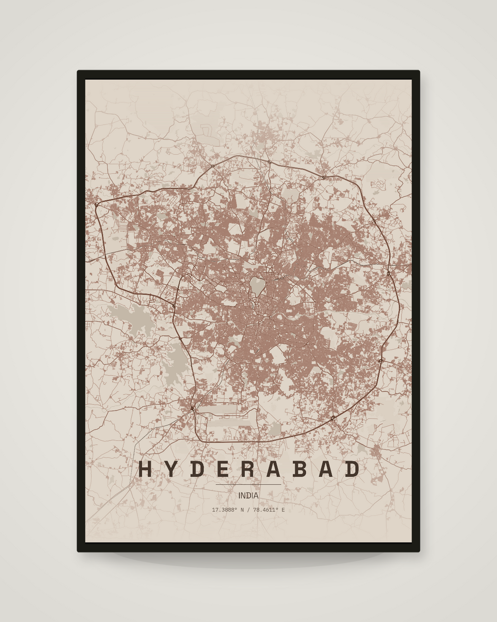 Hyderabad City Map Poster | 11 Premium Styles