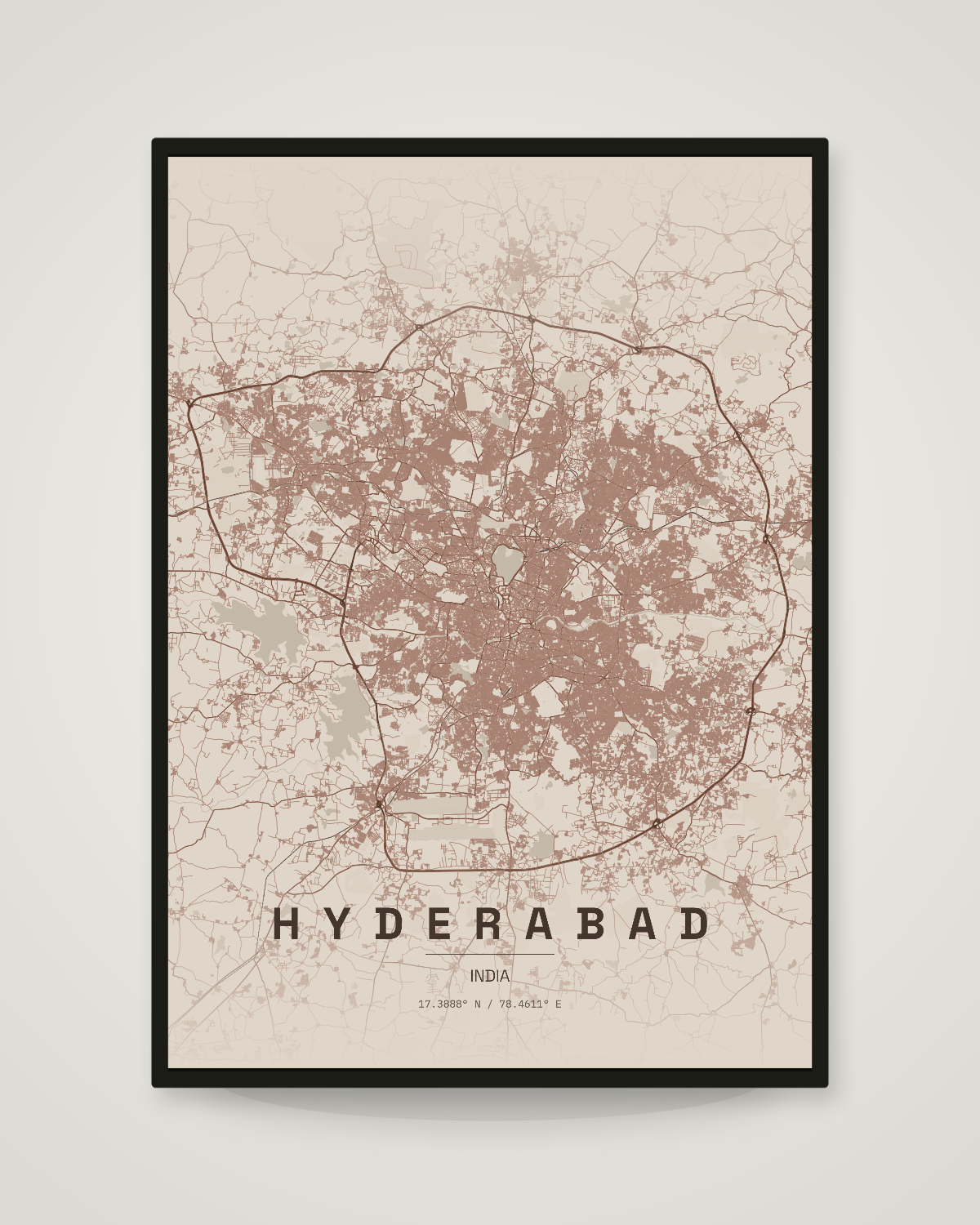 Hyderabad City Map Poster | 11 Premium Styles